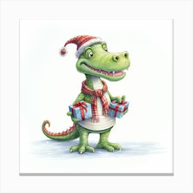Crocodile Christmas Canvas Print