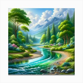 River In The Forest 15 Canvas Print