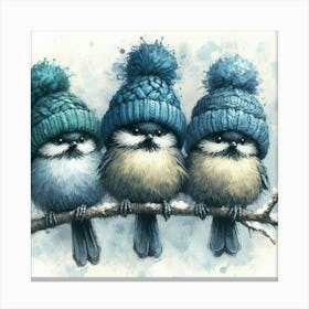 Three Birds In Winter Canvas Print