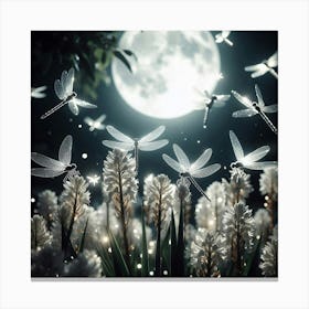 Dragonflies In The Night Canvas Print