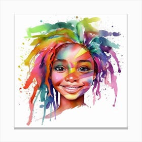 Girl With Colorful Dreadlocks Canvas Print