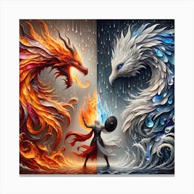 Dragons In The Rain Canvas Print