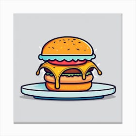 Burger On A Plate 137 Canvas Print