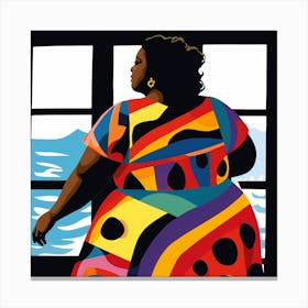 Woman In Colorful Dress Canvas Print