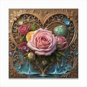 Ornate Vintage Hearts Muted Colors Lace Victorian 15 Canvas Print