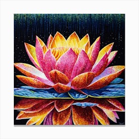 Pointillist on metal "Flower of Lotus" 1 Canvas Print