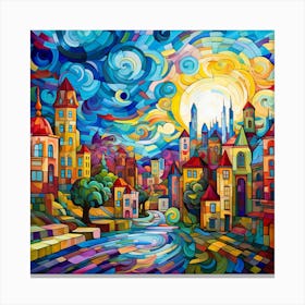 Colorful City At Night Canvas Print