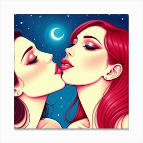 Two Women Kissing Canvas Print