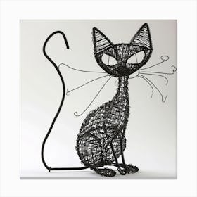 Wire Cat Sculpture Canvas Print