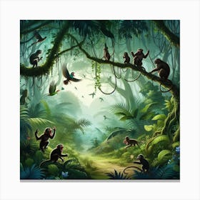 Monkeys In The Jungle Canvas Print