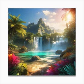 Waterfall In The Jungle 46 Canvas Print
