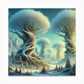 Beyond Reality: Explore AI-Powered Winter Wonderlands like Jacek Yerka. Canvas Print