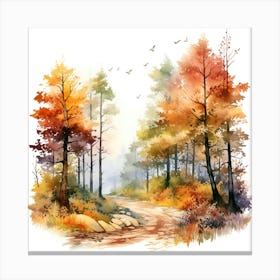 Watercolor Autumn Forest Watercolor Painting Canvas Print