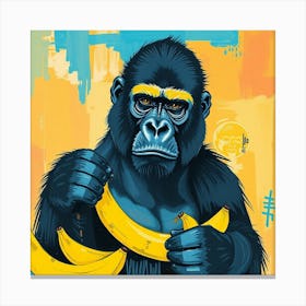 Gorilla With Bananas Canvas Print