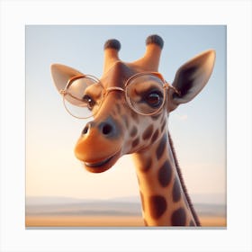 Giraffe With Glasses Canvas Print