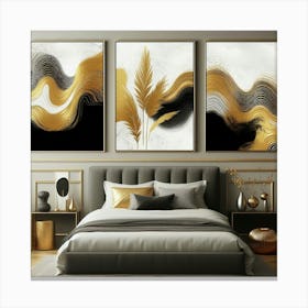 Gold And Black Abstract Painting 1 Canvas Print