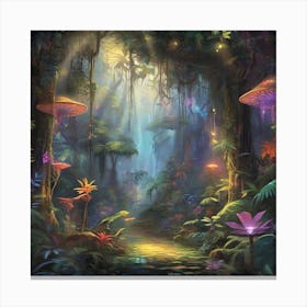 The Lush And Vibrant World Of An Enchanted Rainforest Canvas Print