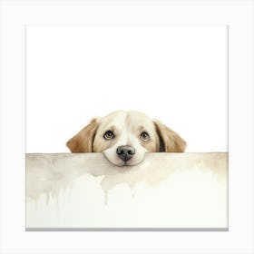 Dog Peeking Over The Wall 36 Canvas Print