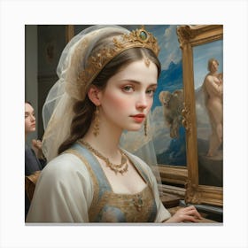 Portrait Of A Young Woman Painting Canvas Print