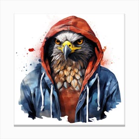 Watercolour Cartoon Falcon In A Hoodie 2 Canvas Print