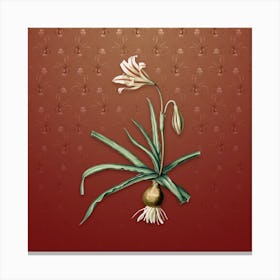 Vintage Amaryllis Broussonetii Botanical on Falu Red Pattern Canvas Print
