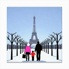 Family In Paris 3 Canvas Print