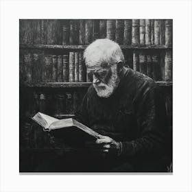 Old Man Reading A Book Canvas Print