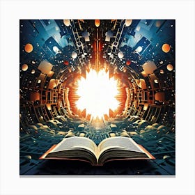 Open Book In Space Canvas Print