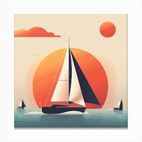 Sailboats At Sunset Canvas Print