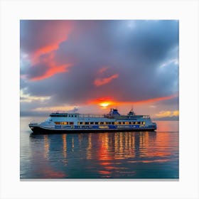 Sunset On A Ferry 26 Canvas Print