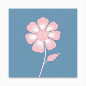 A White And Pink Flower In Minimalist Style Square Composition 572 Canvas Print