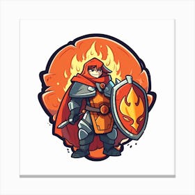 Knight In Flames Canvas Print