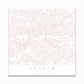 London England Light Pink Minimal Street Map Square Canvas Print