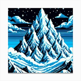 8-bit snowy mountain peak Canvas Print