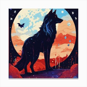 Wolf In The Moonlight Canvas Print