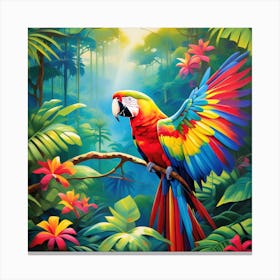 Parrot In The Jungle Canvas Print