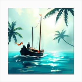 Sailing Boat In The Ocean Canvas Print