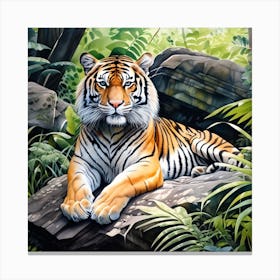 Tiger In The Jungle Canvas Print