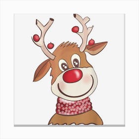 Cute Reindeer Face Santa Claus Merry Christmas Holiday Canvas Print