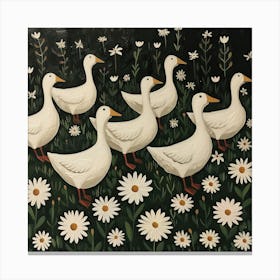 White Ducks Fairycore Painting 3 Canvas Print