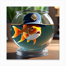 Police Fish In A Bowl Canvas Print