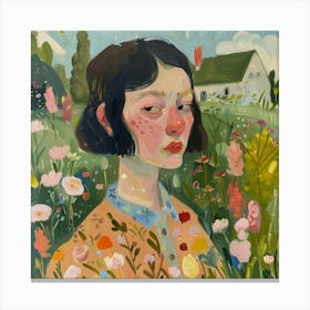 Girl In The Garden 3 Canvas Print