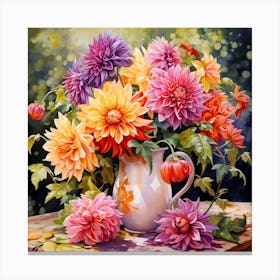 AI Harmony in Bloom: Radiant Dahlia Serenade  Canvas Print