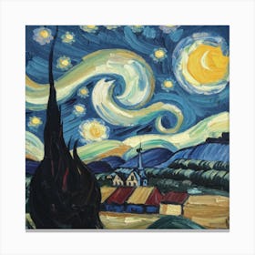 The Starry Night, Vincent Van Gogh Art Print 5 Canvas Print