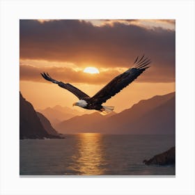 Bald Eagle At Sunset Canvas Print