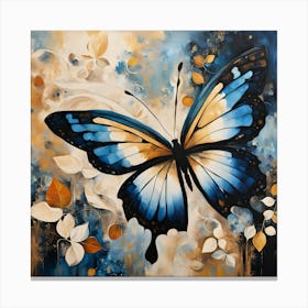 Decorative Butterfly in Blue and Cream I Canvas Print