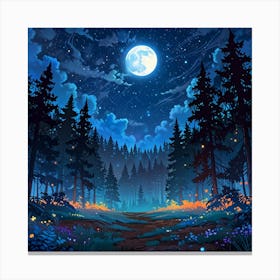 Leonardo Anime Xl A Dreamy Nighttime Forest Scene With A Deep 3 (1) Canvas Print