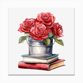 Roses In A Bucket 22 Canvas Print