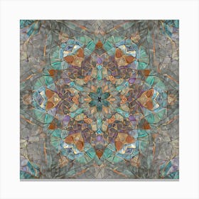 Firefly Beautiful Modern Detailed Floral Indian Mandala Pattern In Neutral Gray, Silver, Copper, Tan (1) Canvas Print