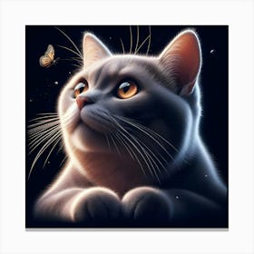 Cat With Butterfly 1 Canvas Print